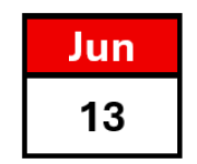 Calendar showing the date 13th June