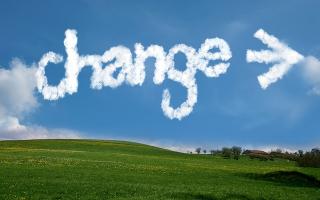Picture of sky with cloud letters spelling change
